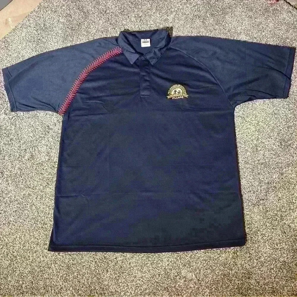 Cooperstown All Star Village Men 2XL Polo Shirt Baseball Red Stitch Navy - Picture 1 of 9